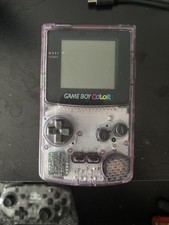 Nintendo Game Boy Color CGB-001 Clear Purple Handheld System w/ 2 games Pokémon 