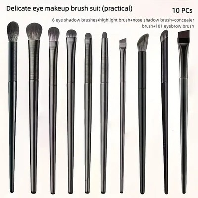 Soft eye shadow brush 10 piece set of eye cosmetics apply eyeliner pencil blade 