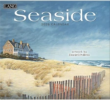 Seaside 2026 Wall Calendar – 12-Month Calendar with Stapled Binding, Linen-Embos