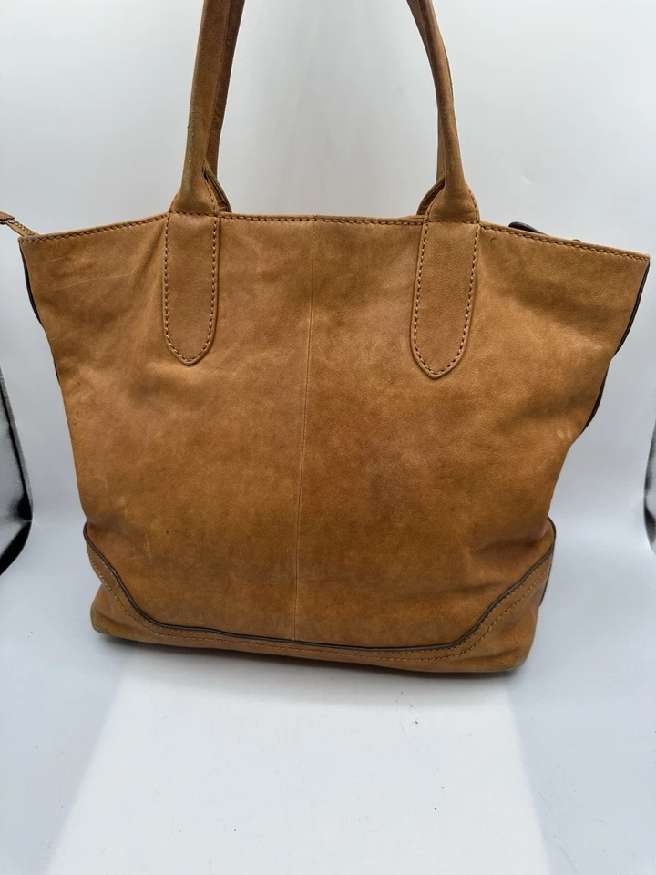 Frye желтовато-коричневый натуральной кожи сумка с короткими ручками искусственно состаренный наплечная сумка с короткими ручками Дамская сумка - Изображение 3 из 4