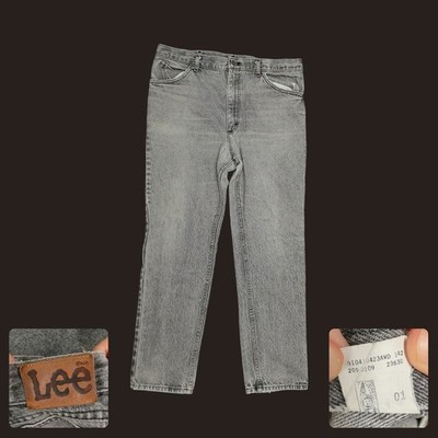 Vintage 80s Lee Riders Jeans USA Charcoal Acid Wash Straight Mens 38x32