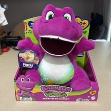 NEW Fisher-Price Barney's World Heart Glow Barney Plush Toy with Music  Lights