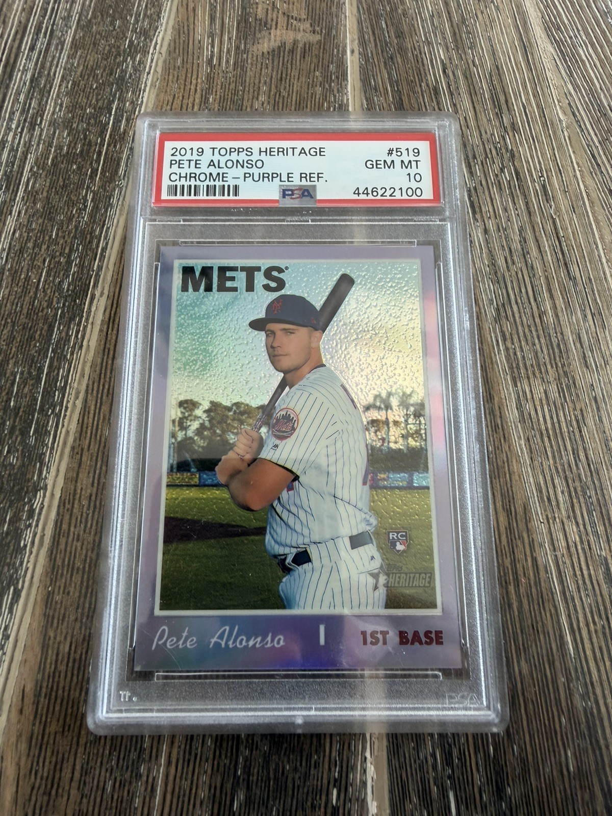 Pete Alonso 2019 Topps Heritage Chrome #519 *Purple Refractor* RC Rookie PSA 10