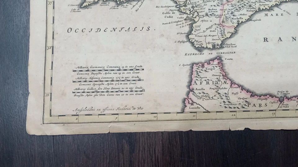C.1680 Fredericum de Wit Hand Colored Map of Totius Regni Hispaniae - Image 3 of 4