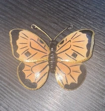 Vintage Signed Weiss Enameled Butterfly Brooch Pin Clip Natural Insect Color