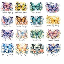9x Butterfly Stickers Rub on Transfers DIY 16Oz  Mug Wall Decals tshirt