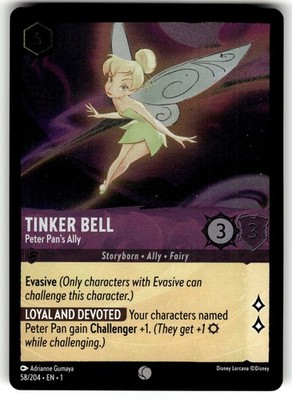 Cold Foil Tinker Bell - Peter Pan's Ally 58/204 The First Chapter Lorcana NM