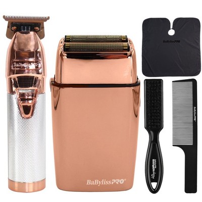 BaBylissPro LIMITEDFX Collection Trimmer and Double Foil Shaver Rose Gold Bundle