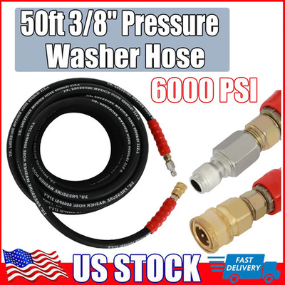 #ad 3 8quot; x 50ft 6000psi Hot Water Pressure Washer Hose 2 Braid R2 Black $61.40