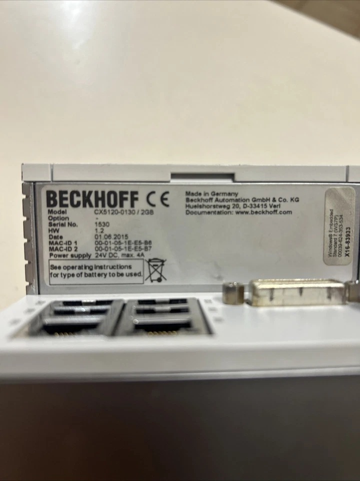 PC INTEGRADO BECKHOFF CX5120-0130 CON PROCESADOR INTEL ATOM 2GB Foto 2 de 4