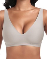 Tiefer V Push Up Bh Ohne BüGel Damen Gepolstert Seamless Schwarz GrößE M