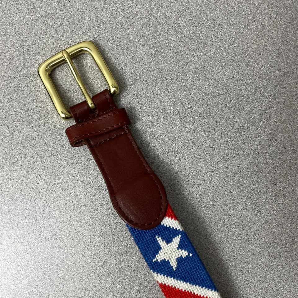 Cinturón Tucker Blair Punta de Aguja Para Hombres 34 Marrón Cuero Bandera EE. UU. América Estrella Raya Foto 2 de 4