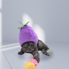 Dog Headwear Cat Cap Ears Cover Walking Soft Hiking Pet Costume Eggplant