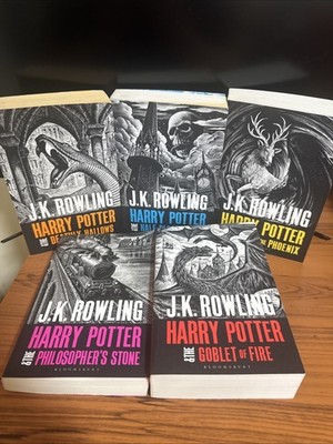 Harry Potter Paperback Bloomsbury Adult Edition Set (Books 1,4,5,6,7)