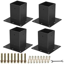 Heavy-Duty 4x4 Post Base Brackets - 4PCS for Strong Deck and Railing Support