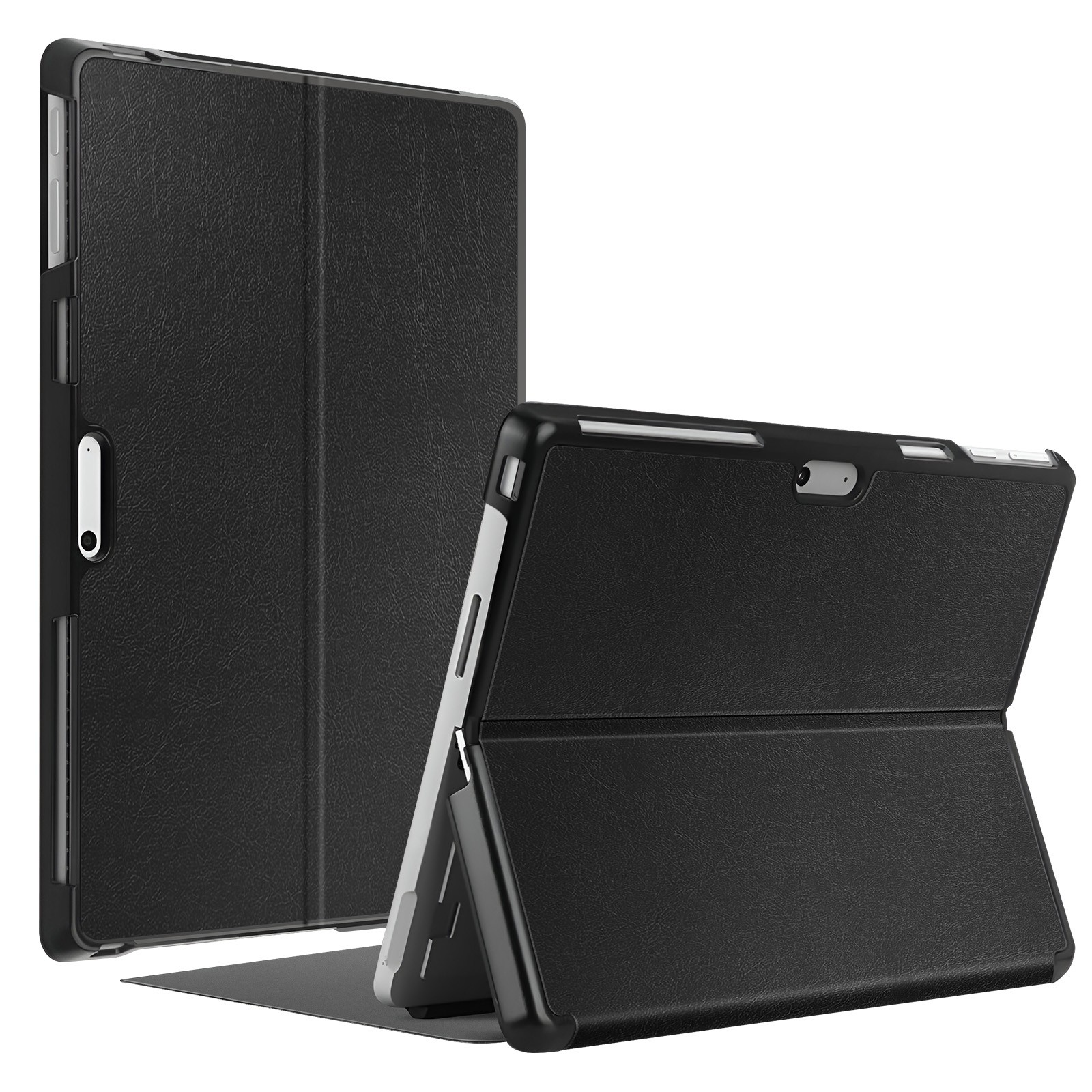 Coque Surface Pro 11 mince Avizar avec support vidéo noir en simili cuir
