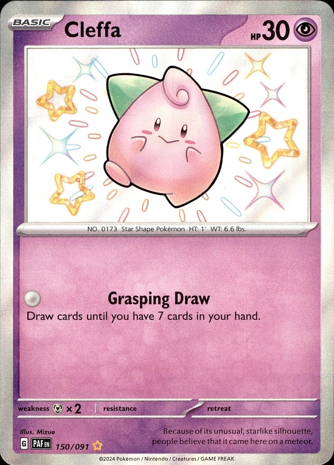 POKEMON CLEFFA 150 PALDEAN FATES 091 SHINY RARE HOLO LP
