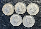 Lot of 5 Silver Kennedy Half Dollars 1967 and 1968-D - 50% Coins Ex. Fine