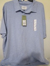 Goodfellow  Co Mens Short Sleeve Comfort Wear Polo Shirt Blue Heather Size XXL