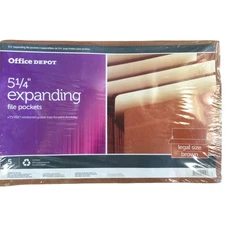 Office Depot Expanding File Folders Legal Size Brown 5.25" Expansion 5-Pack