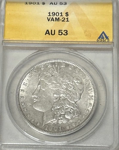 1901 Morgan Dollar ANACS AU 53, VAM-21, Free Shipping