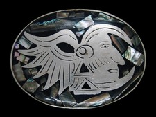UC05155 VINTAGE 1970s TRADITIONAL SOUTHWESTERN DESIGN ART BELT BUCKLE