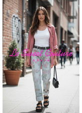 ZARA WOMAN FW25/26 BLUE TRF LOOSE FOLDED PRINTED low-rise JEANS 0695/010/400