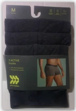 Men's All Day Active TRUNKS 3pk - All in Motion S M XL Charcoal/Black Heather