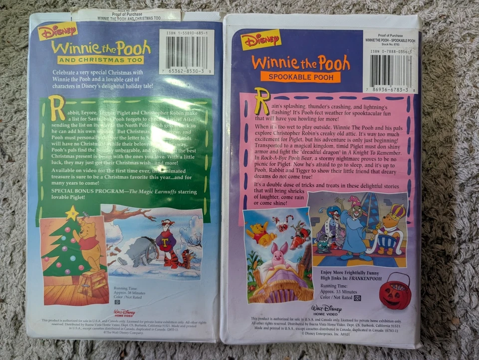 2 x Disney's Winnie The Pooh And Christmas Too VHS Spookable Pooh VHS - Image 2 of 4