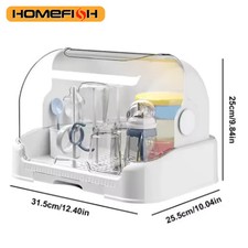Portable Baby Bottle Drying Rack Organizer Dustproof Storage Container