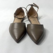 Journee Collection Reba Pointed Toe Ankle Strap Flats Taupe Women's Size 6
