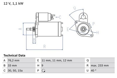 Démarreur BOSCH 0 986 018 200 für OE 020911023 - 055 911 023 M - 020911023