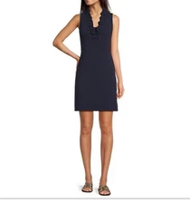 Lilly Pulitzer Tisbury Knit Shift Dress  Black  Ruffle Neckline Sleeveless L