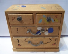 Japanese Antique Tansu Small Chest Drawers Wooden Trinket Box Haribako Sewing