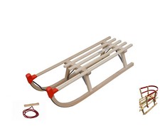 Set Yaro90 + Leine + Lehne Länge 90cm Holzschlitten Rodel Davoser Art Schlitten