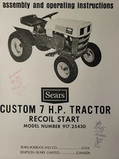 Sears 6-sp Custom 7 Lawn Garden Tractor 917.25430 Owners Manual Suburban hp 1969