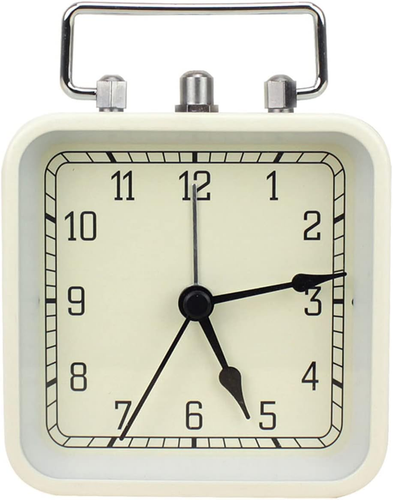 Quadratische Tischuhr, Retro Metall leise nicht tickend Schreibtisch Regal Uhr Batterie - Bild 11 von 12