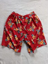 VTG Alfred Dunner Floral Shorts Women Large 14 Pleated High Waist Elastic Waist