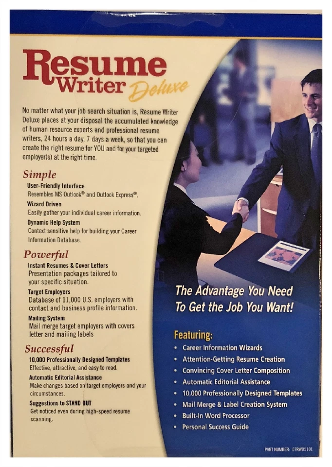 Resume Writer Deluxe Pc New Boxed XP 1000's Of Resumes Hugh Employer Database - Image 2 of 3