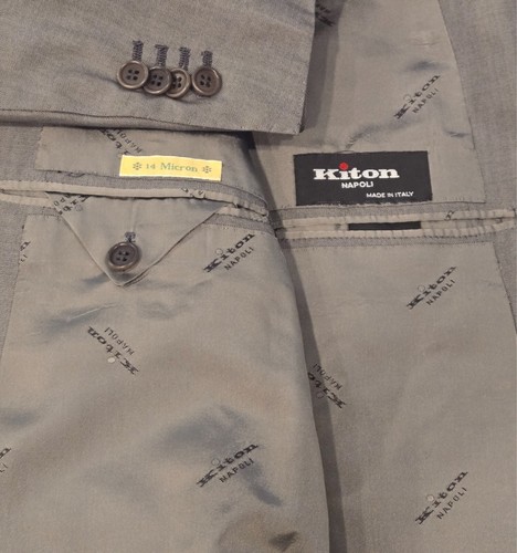 Chaqueta Blazer Kiton Piel de Tiburón Gris 3/2 Rollo Super 180's Pecho Único 42 R - Imagen 5 de 6