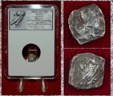 Ancient Coin PHILISTIA Helmeted Athena and Owl Silver Obol Rare Type of Owl Coin