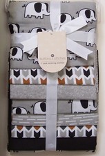 Boys Buttons  Stitches 7 Pc Gray Elephant Solid Stripe Receiving Blankets
