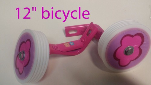 Kids girl Bicycle Heavy Duty Training Wheels for 12" Bike Children pink