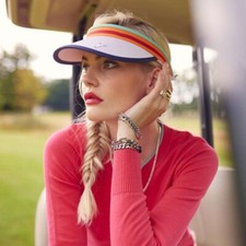 Golfino Ladies' Vibrant Shot Pullover, dark Pink Sweater with Mint Orange stripe