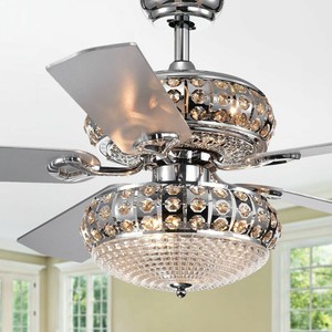 Details About Crystal Chandelier Ceiling Fan Light Fixture Kit With Remote Chrome Lighting 52