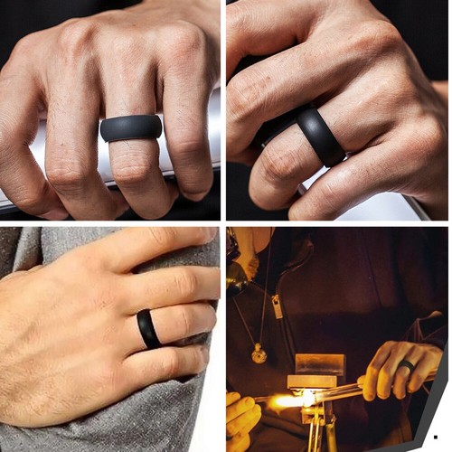 Silicone Wedding Ring Rubber Band Men Women Casual Sport Gym Gift Sports 1pc AU - Picture 4 of 16
