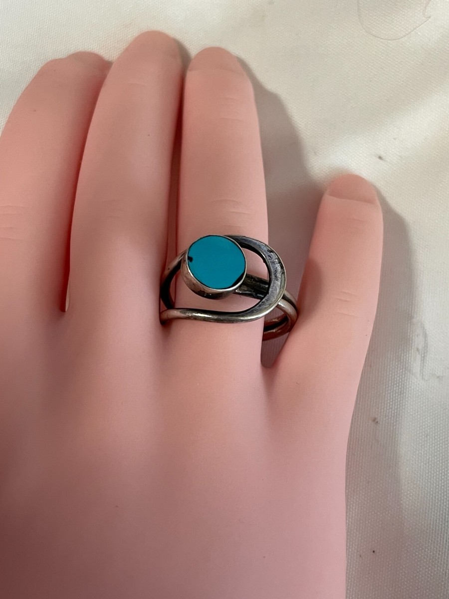 925 Mexico Ring Vintage Sterling SilverTurquoise sz 7 4.2g