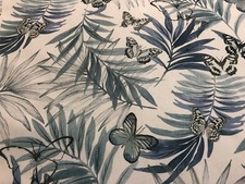 JANE CHURCHILL "Evelyn" CURTAIN CUSHION FABRIC DESIGN COTTON/LINEN 1.3m Blue