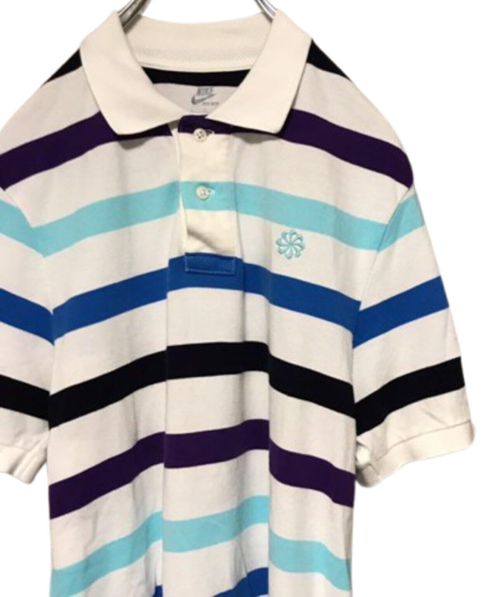トップス NIKE border design polo shirt size M NIKE Men's Border Windmill Logo Embroidery Polo Shirt Short