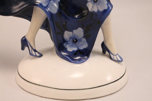 ART DECO KATZHUTTE LADY IN BLUE DRESS FIGURINE GERMAN HERTWIG 1930's - Picture 5 of 10